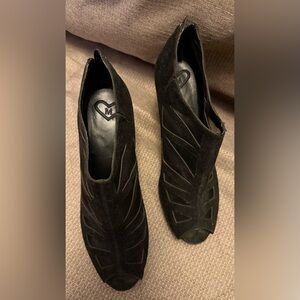 Madeline Black Peep-Toe Heels